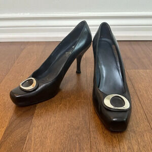 Stuart Weitzman Black Square-Tor Pumps Sz. 10